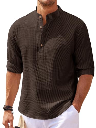 Image of Noble Monk Men Polycotton Solid Regular Shirt || Casual Plain Stylish Shirt for Man || Full Sleeve Band Collar Shirts for Men || Casual Wear for Man