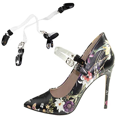 Detachable Shoe Straps ShooStraps - to Hold Loose high Heeled Shoes, Wedges and Flats (Double Transparent Clip Black) - Thumbnail 5