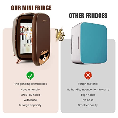 KFO Mini-beautykoelkast, huidverzorgingskoelkast, make-upkoelkast, veilig en stil, bescherm je cosmetica, ideaal geschikt voor slaapkamers, cosmeticaopslag met verstelbare plank, 6 l, bruin - Image 5