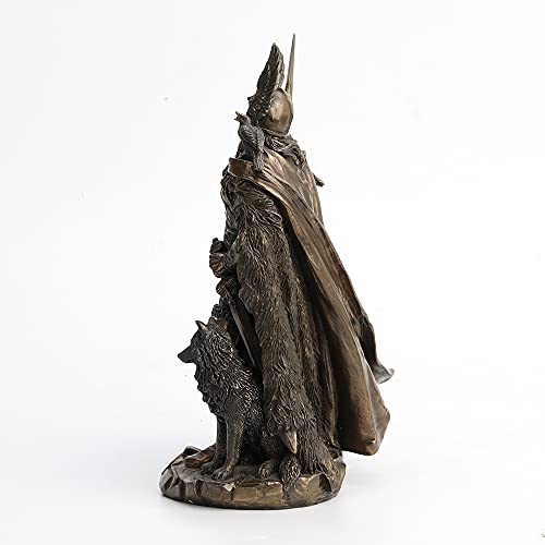 9 7/8" Norse God Odin With Animal Companions Cold Cast Resin Antique Bronze Finish Statue #TOP6
