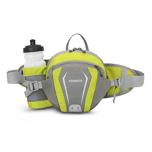 Ariineer Riñonera con Soporte para Botella de Agua, riñonera con cinturón Ajustable para Acampar, Escalar, Viajar, Deportes al Aire Libre, pasear Perros, Regalos para Damas, Hombres y Mujeres (Verde)