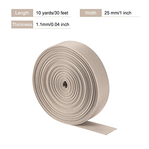 Image of MECCANIXITY Flat Nylon Webbing Strap 1 Inch 10 Yards Champagne for Backpack, Luggage-rack