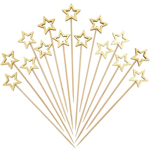 Minisland Big Gold Star Cocktail Picks, 5.5 Inch...