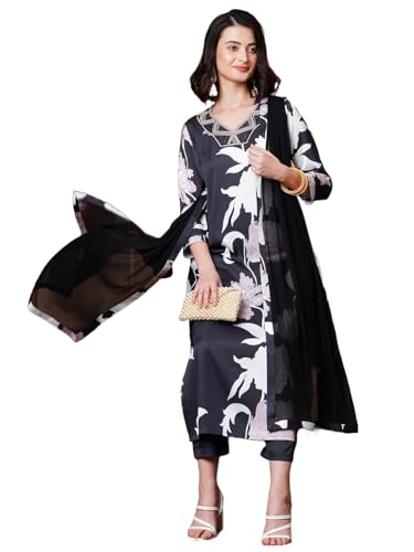 Image of GoSriKi Women's Rayon Blend Kurta Pant With Dupatta