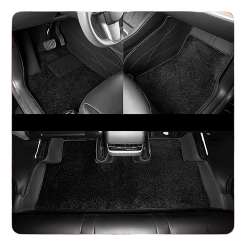 Tapis auto pour Tesla Modèle Y tapis de sol amovible noir et revêtement cuir
