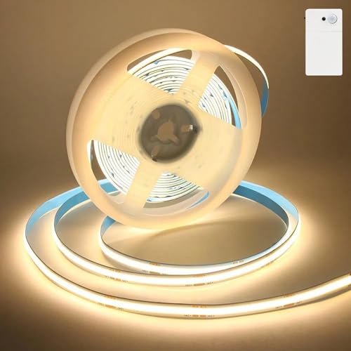Bigzom LED Strip mit Bewegungsmelder Batteriebetrieben, 1M 320LED LED Band Bewegungssensor mit 2 Timer-Modus für Schränke, Treppen, Küche, Betten,100x0.8x0.1cm (Warmweiß)