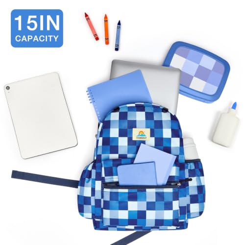 Image of STEAMEDBUN Kids Backpack for Boys Girls 5-8, 15inch Girls Boys Backpacks Kindergarten