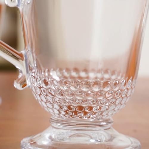 Image of Nestasia Set of 6 Transparent Glass Tea Cups (196ml Each) - Beaded Textured 100% Food Safe & Chip-Resistant Glass Set | Perfect for Irish Coffee, Hot & Cold Beverages