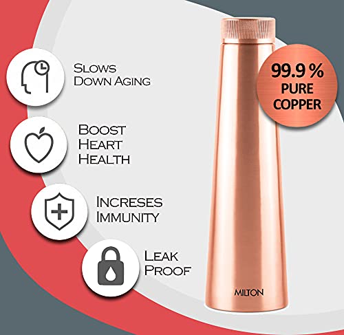 Image of Milton Copper Delight 1000 Water Bottle, Set of 2, 1.01 Litre Each, Copper | 100% Leak Proof | Office Bottle | Gym Bottle | Yoga Bottle | Home | Kitchen | Hiking | Treking Bottle | Travel Bottle