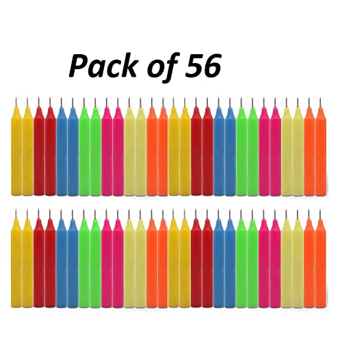 Image of AuraDecor Pack of 56 Stick Candles || Especially Meant for Healing, Chakras, Ritual Candles, Decoration, Lighting, Home Decor || Burning Time 3 to 4 Hours Each (Multicolor)