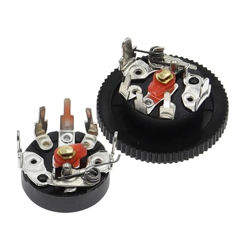 Potenciómetro B10K RV12 con interruptor rotatorio y pines planos para audio estable 5