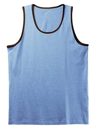 Hat And Beyond Mens Tank Top Soft Performance Boxing Gym Shirts Plain Muscle Tee (Medium, 1Hcc05_Light Blue/Cacao Shell) #TOP2