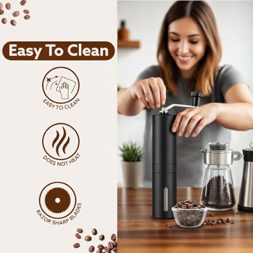 Image of Oblivion Portable Premium Manual Coffee Grinder - Travel-Friendly Compact Fresh Coffee Beans Hand-Crank Mill for Coffee Lovers Fresh Ground Coffee Anywhere