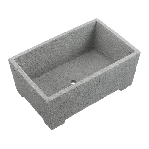 FUTUREORYY Stone Rectangle Planter Pot for Succulent and Cactus Plants with Drainage, Indoor and Outdoor Garden Container for Desk, Window Sill, and Office Decoration