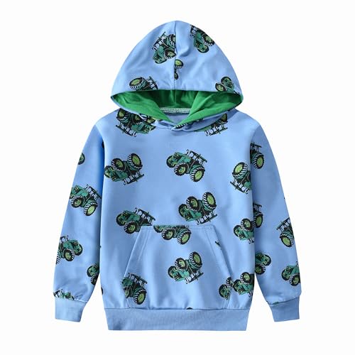 DDSOL Toddler Boy Hoodie Sweatshirt Tractor Dinosaur Long Sleeve Pullover Tops Fall Shirt