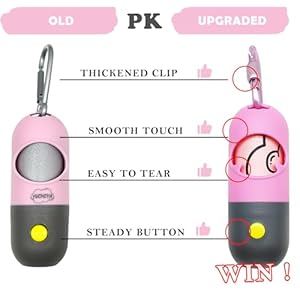 Dog-Poop-Waste-Bags-Holder-with-LED-FlashlightCute-Doggie-Poo-Bags-Dispenser-for-Pet-LeashTrash-Waste-Bags-Carrier-with-Potty-Bags-Clip-Fastener-LR44-Button-Cells-Included2-Pack-Pink - Cucciolini Doodles   Dog-Poop-Waste-Bags-Holder-with-LED-FlashlightCute-Doggie-Poo-Bags-Dispenser-for-Pet-LeashTrash-Waste-Bags-Carrier-with-Potty-Bags-Clip-Fastener-LR44-Button-Cells-Included2-Pack-Pink