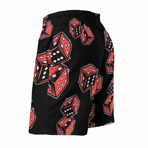 Red Dice Print Men's Swim Trunks Quick Dry Beach Shorts Casual Board Shorts Swimsuits with Pocket4