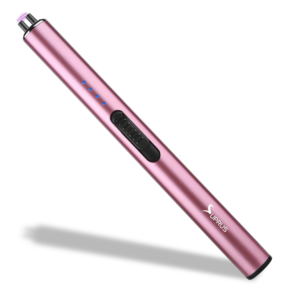 SUPRUS Electric Lighter Arc Windproof Flameless USB Rechargeable Lighter with Safety Lock (Pink)