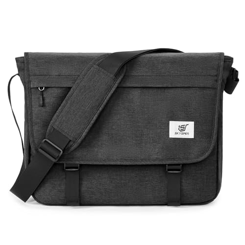 SKYSPER URBANX15 Borsa a tracolla per laptop 15.6' - Messenger bag antirubino grande uomo donna, lavoro e scuola (nero)