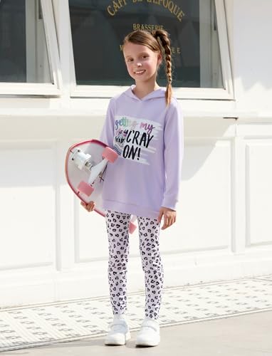 Image of PATPAT Girls 2 Piece Outfits Long Sleeve Hoodie and Leggings Clothing Set Outfits for Girls 4-12Y Fall /Winter Outfits