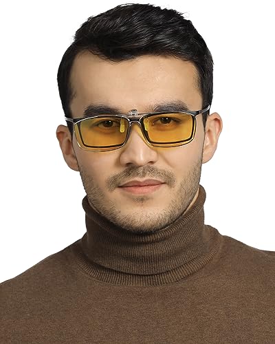 Image of LUFF Polarized /Night Vision Clip on Sunglasses /Myopia Glasses for Driving Black-Yellow