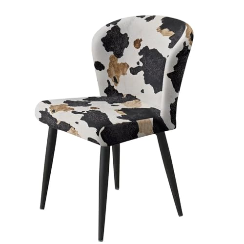 Image of Bar Stool Covers with Backs Stretch Swivel Bar Stool Covers Slipcovers Set of 2 Cowhide Print Washable Height Mid Low Back Chair Protector