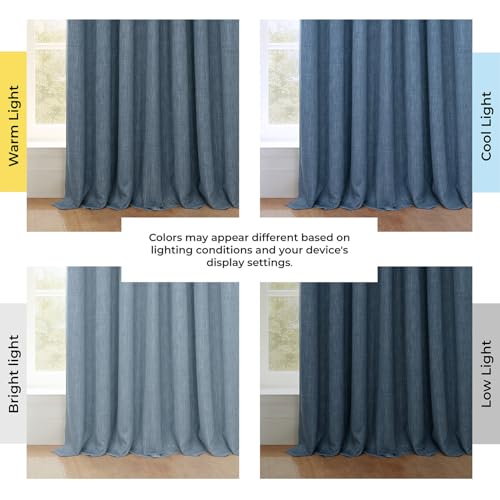 Image of HPD Half Price Drapes Grommet Linen Curtains 120 Inches Long Room Darkening Curtains for Bedroom & Living Room (1 Panel), 50W x 120L, Reverie Blue