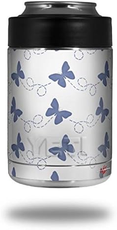 Mariposas pastel azul sobre blanco – Calcomanía estilo adhesivo para Yeti Rambler Colster y RTIC Can (enfriador no incluido)