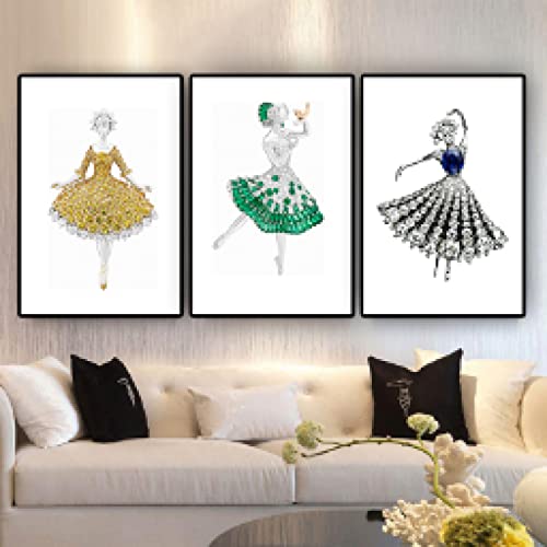 Peinture toile illustration bijoux fille pour une ambiance zen scandinave salon