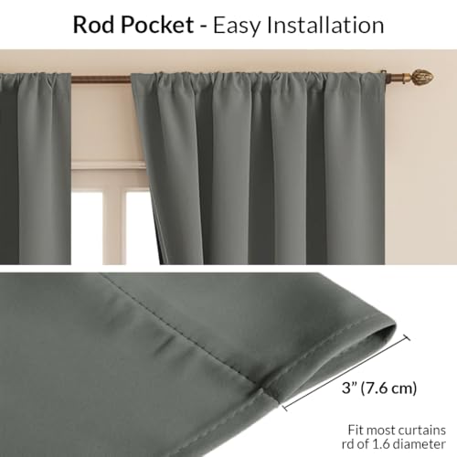 Image of HOMEMONDE Blackout Curtains 10 Feet Single Pcs - Polyester 95% Room Darkening Long Door Curtain with Rod Pocket Style, Fade Resistant Panels with Black Backing - (120 Inch, Grey)