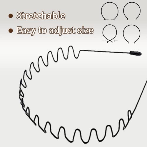 3Pack Zig Zag Headbands Hair Band Men Headband Metal Hair Bands Fashion Headbands With Teeth - Wavy Hair Bands For Women's Girls Men Hair Accessory Sports Hairband Unisex Head Band Hair Hoop With Elastic Non Slip Wavy Teeth #TOP4