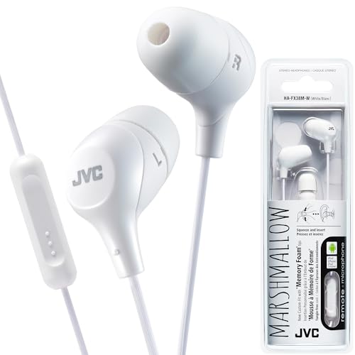 Image of JVC Memory Foam Earbud Marshmallow Memory Foam Earbud with Mic White (HAFX38MW)