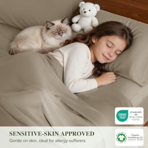 Image of 100% Organically Grown Bamboo Viscose Queen Sheet Set with Pockets on Side