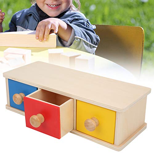 Allsor Dreifarbiger pädagogischer Spaß-Baby-Ballkasten aus Holz, Imbucare-Box, für(Dreifarbige Kugelschublade)