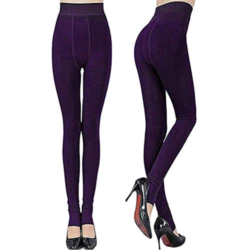 Medias para mujer moradas talla única elásticas tupidas de invierno