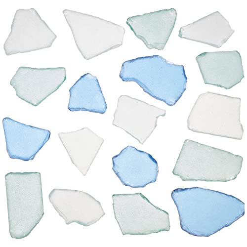 Pandahall Piezas de Vidrio de Mar, Cristal Náutico de Mar Azul Caribeño y Azul Cobalto de Vidrio Blanco con Gotas Relleno de Florero de Vidrio Oceánico para Playa Boda Fiesta Manualidades