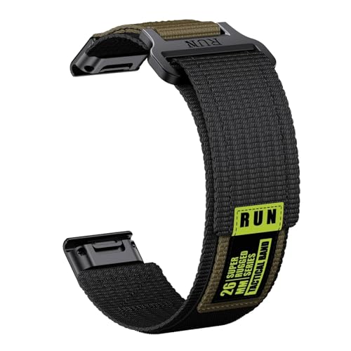 [�����ȓX] QuickFit 22mm 26mm ���L�i�C�����E�H�b�`�X�g���b�v �ɓK��Garmin Fenix 8 47mm 51mm 7 7X Pro 6 6X 5 5X Plus �����p�u���X���b�g(Black Green,22mm)