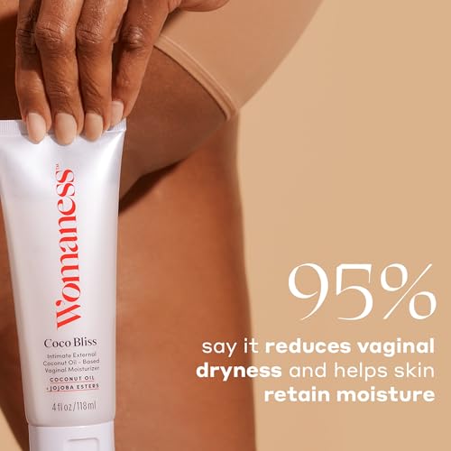 Image of Womaness Coco Bliss Vaginal Moisturizer - Hydrating Coconut Cream for Vaginal Dryness - Non-Sticky Vulva Cream for External Intimate & Body Care - Estrogen & Hormone-Free Formula for Women - 4oz