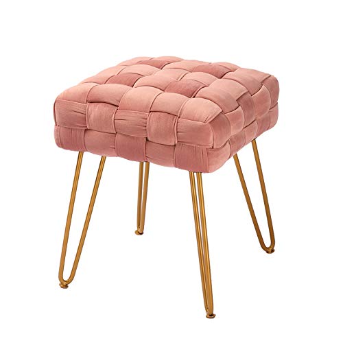 Vanity Chair,Home Faux Fur Ottoman Bench Living Room Square Sofa Stool Mid-Century Modern Luxury Fashion Velvet Vanity Stool,Footstool Side Table