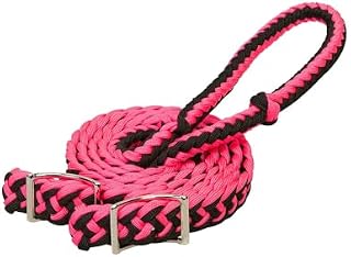 Weaver Leather Geflochtener Nylonzügel, Pink/Schwarz, 2,3 m