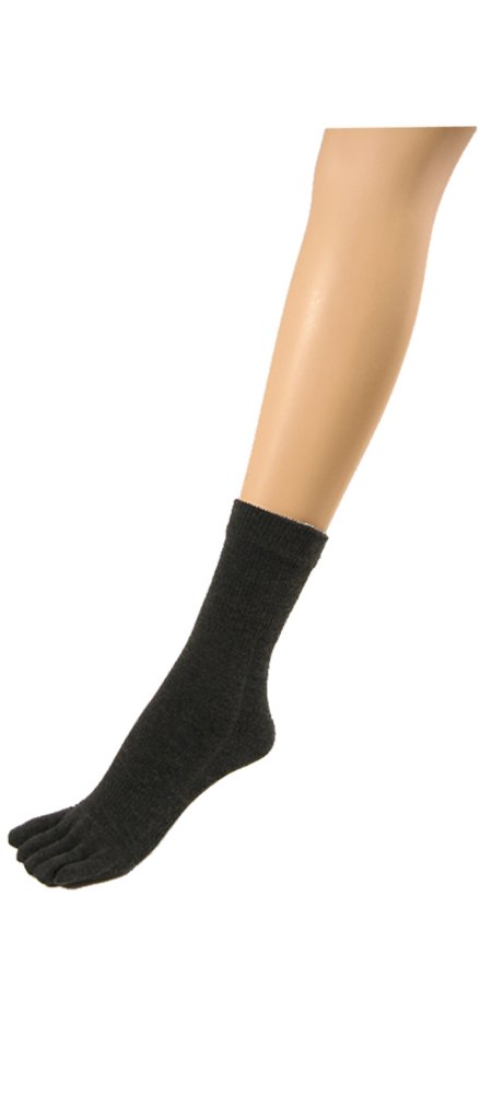 COUVER Men's Charcoal 5 fingers Toed Toe Socks(Length:Quarter ~ Midcalf)