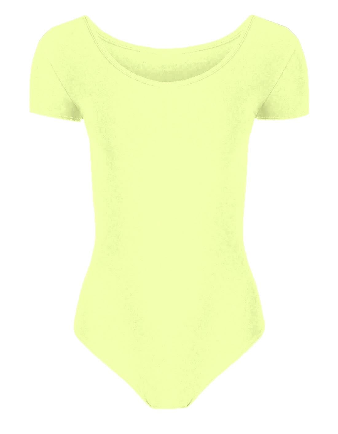 Hamishkane Girls Short Sleeve Bodysuit Dance Ballet Leotard Kids Plain Stretchy Microfibre Leotards Top