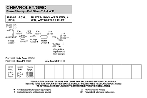 Image of Walker 42365 Exhaust Pipe 3 inch Inlet (ID) 3 inch Outlet (OD) for Chevrolet Blazer