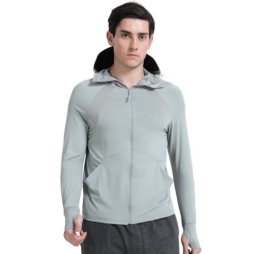 FABSPORTS Men's UV Protection Sun Screen Jacket, Full Zip Sun Protection Clothing, Lightweight with UPF 50+ Protection for Outdoors, with Pockets, Sun Protective Clothing for Women
