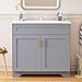 LDarqeer 36 Inch Bathroom Vanity with Ceramic Sink - Modern Farmhouse Style Sink Cabinet, Easy Tool-Free Installation, for Bathroom Remodel and Upgrade (Grey)