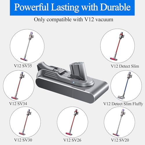 Upgraded V12 Battery Replacement for Dyson V12 Batteries 25.2V 6000mAh V12 Detect Slim SV20 SV26 SV30 SV34 SV35 SV46 965470-01 394167-1 386706-85 Vacuum Cleaner