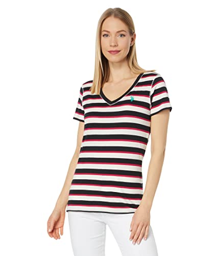 U.S. POLO ASSN. USPA V-Neck Striped Tee Shirt Black XL