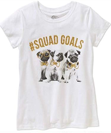 Twirl Girls' Pug Squad #Squad Goals Short Sleeve Crew Neck Graphic T-Shirt (14/16)
