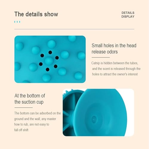 Image of Cat Grooming Supplies for Indoor Pets - Furminator for Cats with Suction Cup - Cat Face Scratcher with Holes for Catnip - Thermoplastic Rubber Corner Brush for Cats Kittens Hamsters (Without Catnip)