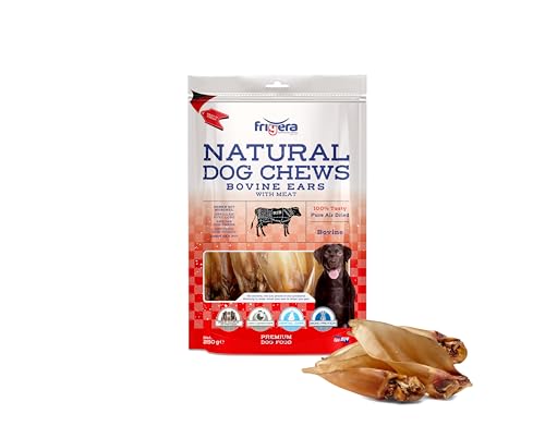 Frigera Rinderohren mit Muschel 250g – Natürliche, Proteinreiche Leckerlis für Hunde, Gluten- und Getreidefrei, Hochwertige Hundesnacks ohne Zusatzstoffe